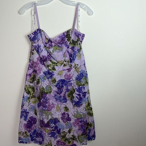 DB STUDIO, FLORAL PATTERNED LACE A-LINE,PURPLEMULTI,8 Dress with pockets - Picture 4 of 8